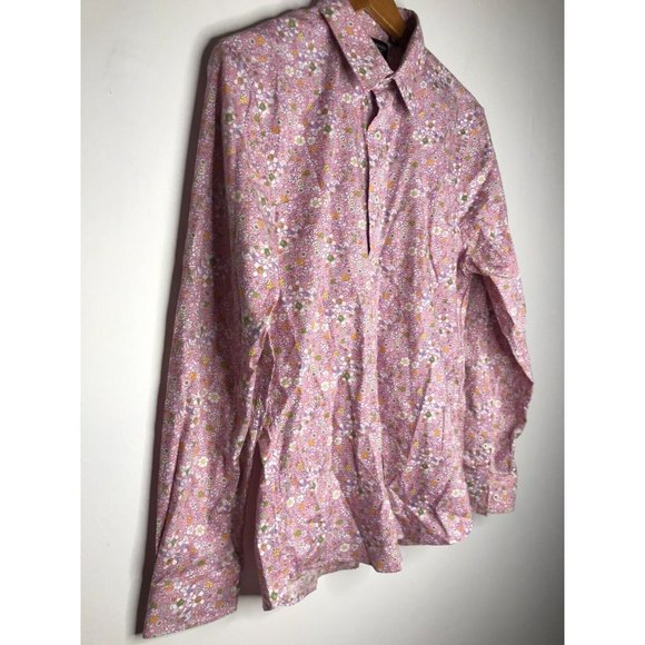 Nick Graham Stretch Slim Fit Medium Long Sleeve Button Pink Floral Shirt - Picture 2 of 10